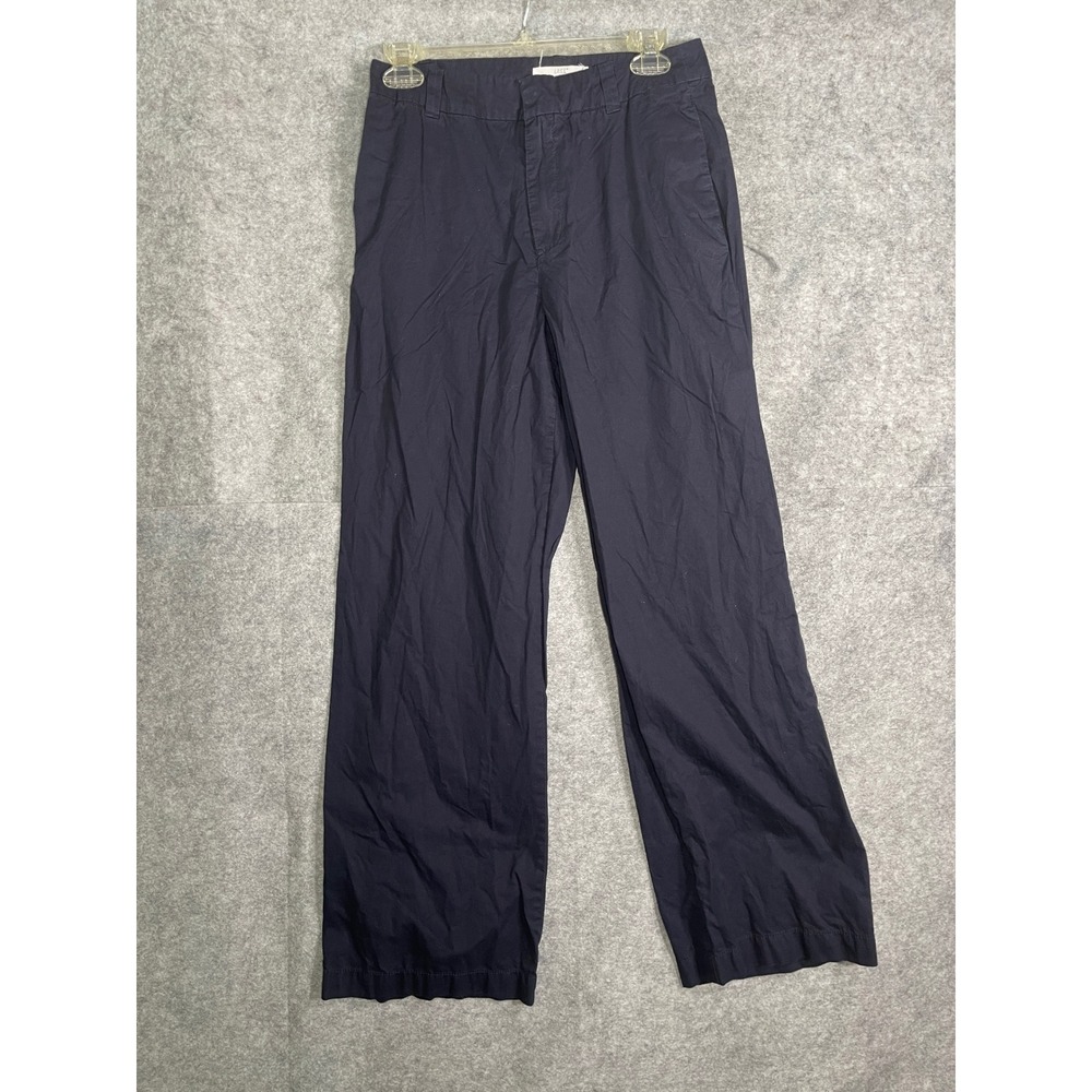 H&M LOGG Womens Navy Blue Cotton Straight Leg Chino Pants Size 6 06420477